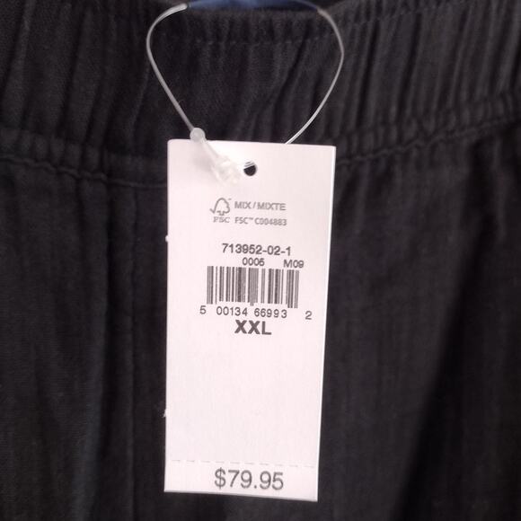 Gap NEW Black Cotton Gauze Easy Pull-On Barrel Pants Pockets Womens XXL Plus - Picture 5 of 7